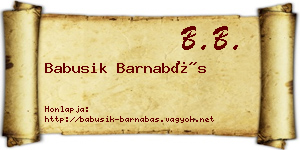 Babusik Barnabás névjegykártya